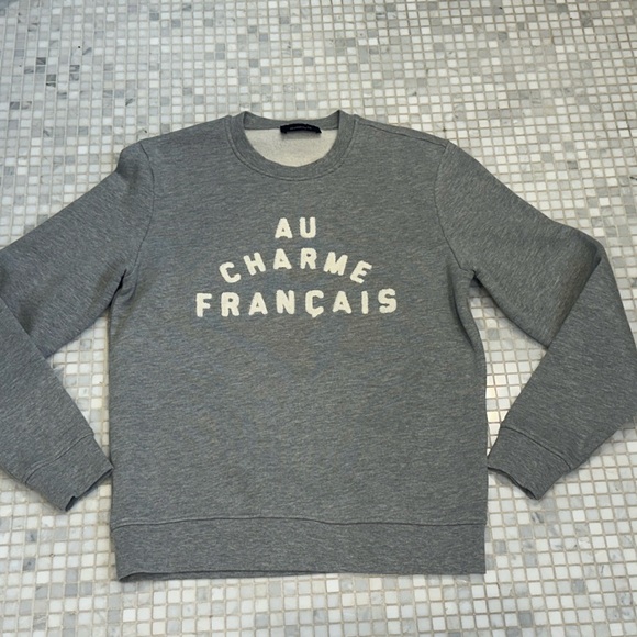 Balibaris Gray Au Charme Français Legend Embroidered Unisex Fleece Sweatshirt - Picture 1 of 10